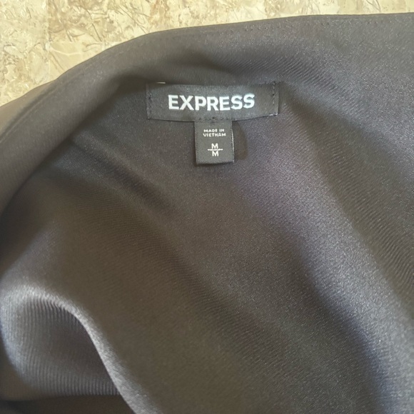 Express Black Satin Ruffle Camisole Tank Size M Holiday Glam / NYE Party Top - Picture 2 of 9